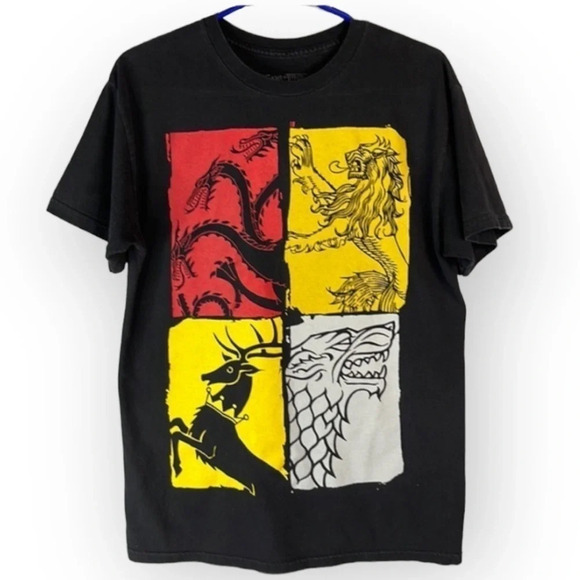 GAME IF THRONES Mens Graphic Crewneck T-Shirt Black Short Sleeve Size M - Picture 2 of 9